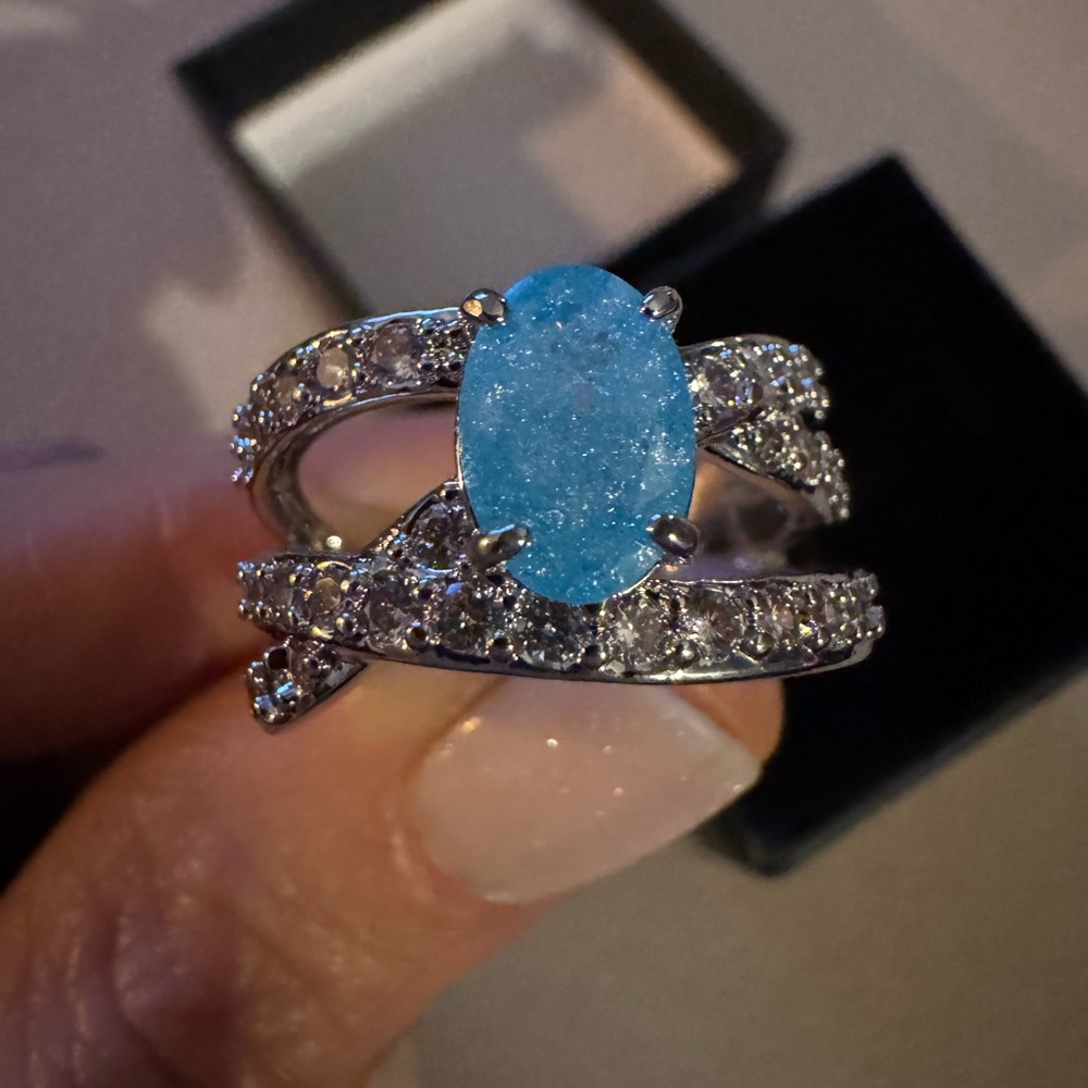 genuine blue lace agate ring